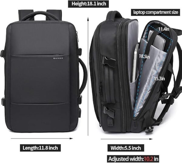 BANGE Travel Backpack,Flight Approved Carry On Backpack for International Travel Bag, Water Resistant Durable 17-inch Laptop Backpacks,Large Daypack Business Weekender Luggage Backpack for Men Women…