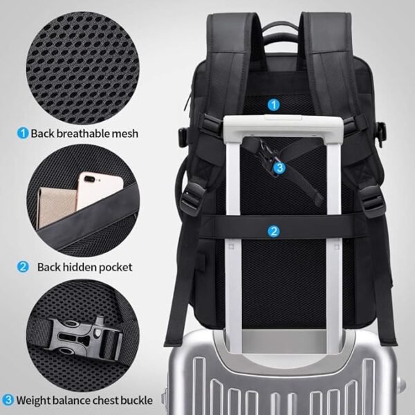 BANGE Travel Backpack,Flight Approved Carry On Backpack for International Travel Bag, Water Resistant Durable 17-inch Laptop Backpacks,Large Daypack Business Weekender Luggage Backpack for Men Women…
